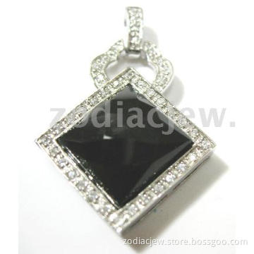 925 sterling silver pendant with black onyx and CZ stone
